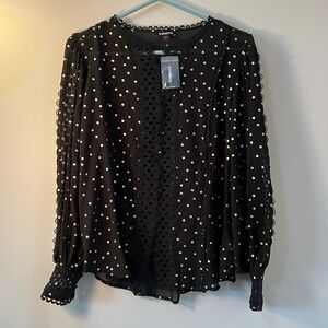 Express lace and gold dot top